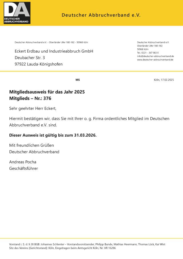 Eckert-DA-Mitgliedsausweis-2025-521302ac Eckert Industrieabbruch GmbH - R&uuml;ckbau von Z bis A