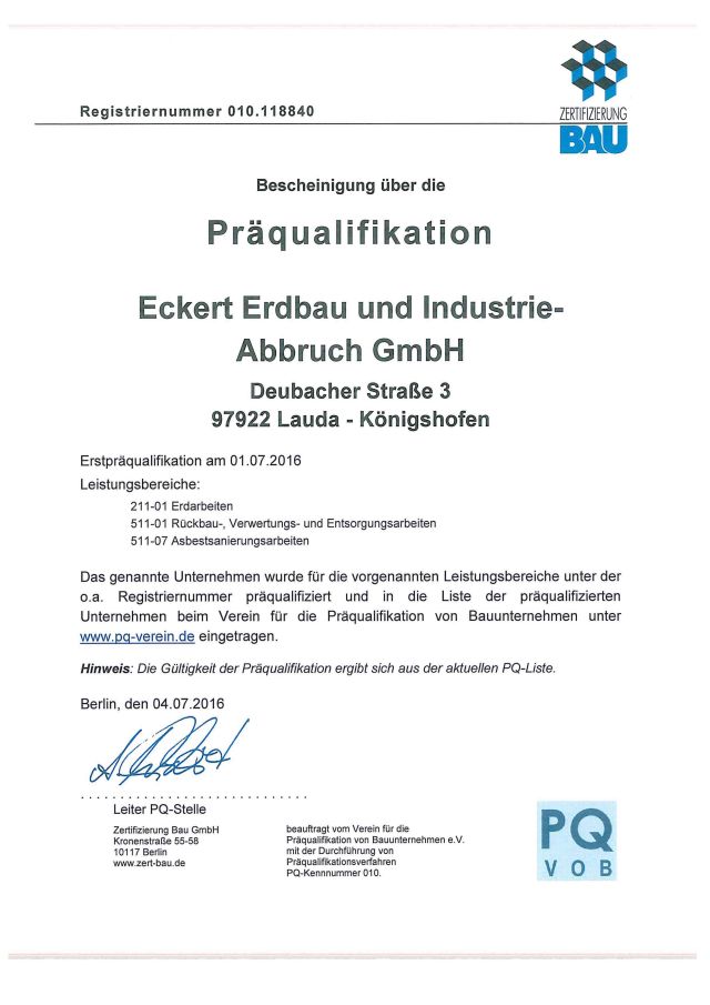 0035-Urkunde-Praequalifikation-2016-34425a4f Eckert Industrieabbruch GmbH - Rückbau von Z bis A